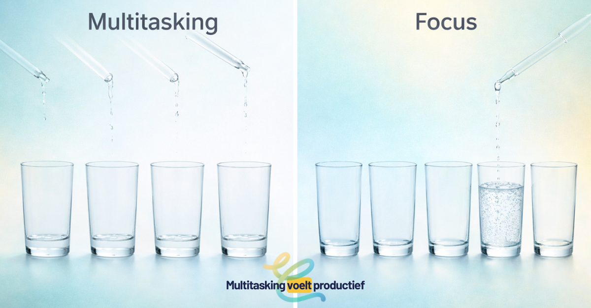 Multitasking versus focus glazen